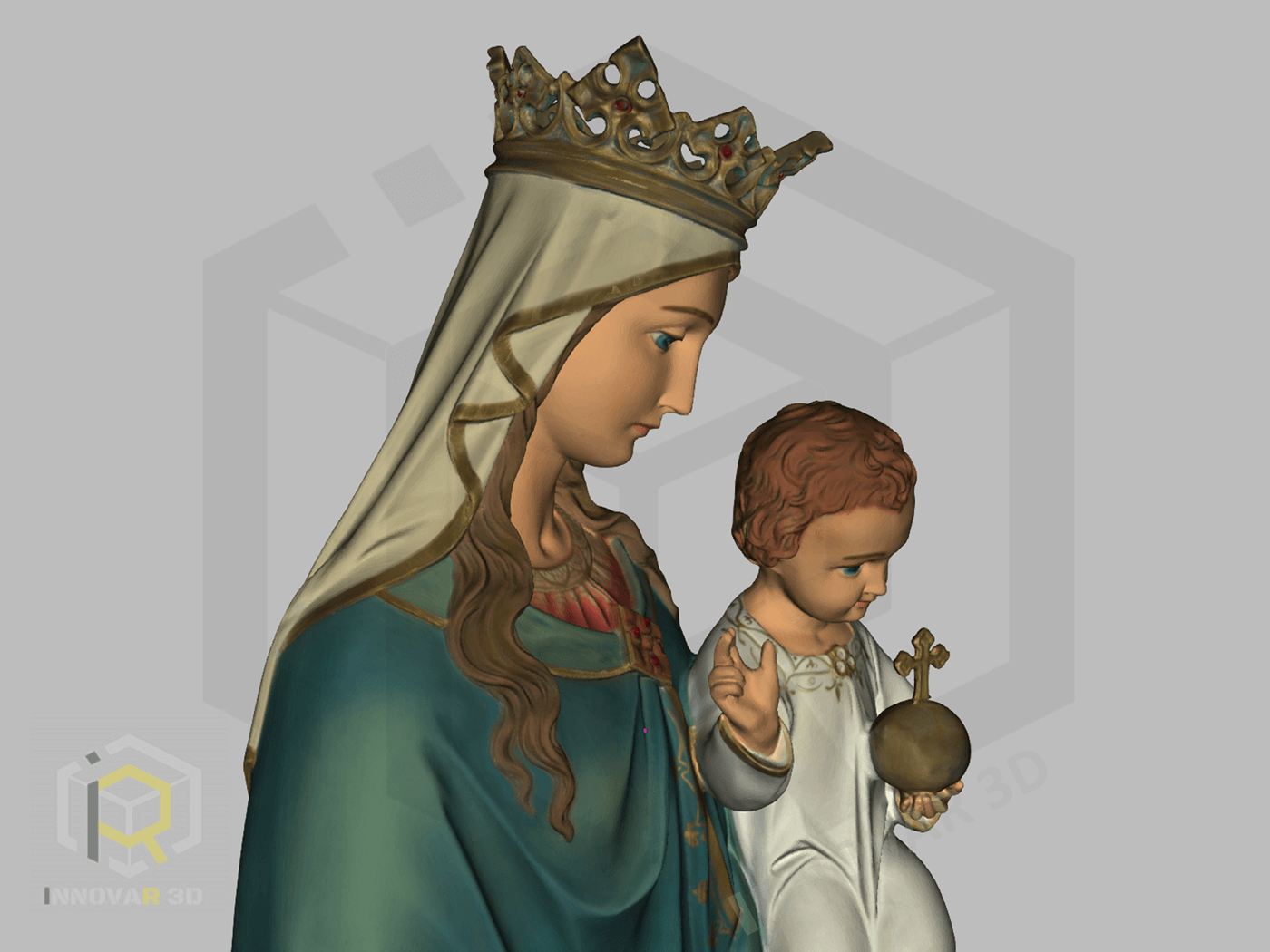 Skanowanie 3D z kolorem siatka trójkątów z kolorem